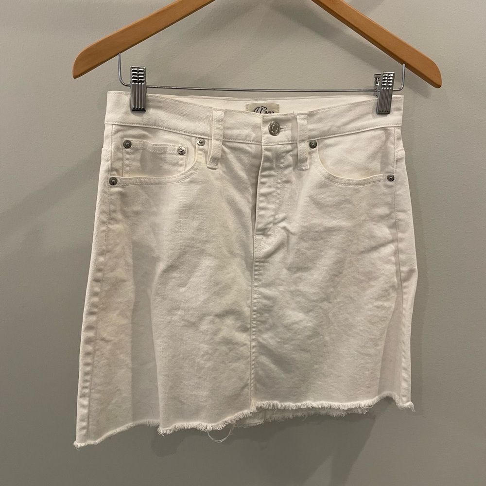 White denim mini skirt. J. Crew